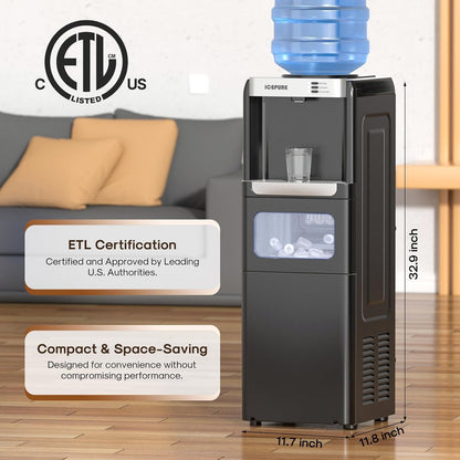ICEPURE 3-in-1 Water Dispenser with Ice Maker, Water Cooler Dispenser for 5 Gallon Bottle Built-in