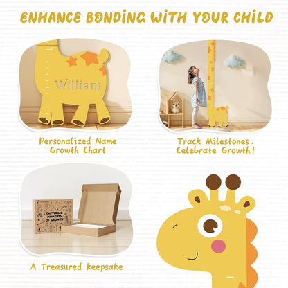 Personalized Name Growth Chart for Kids, Giraffe Height Chart for Boy Girls, Measuring Board for