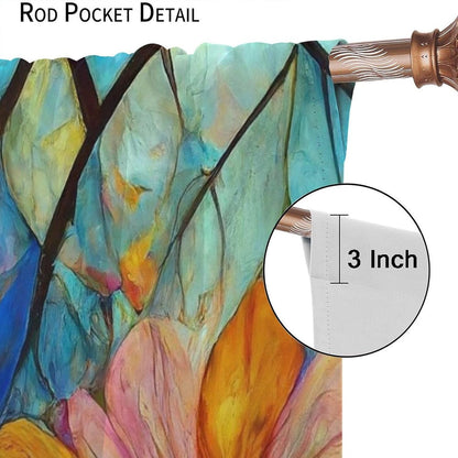 Stained Glass Curtains,Magic Forest Colorful Flowers Abstract Art Home Decor Drapes for Bedroom