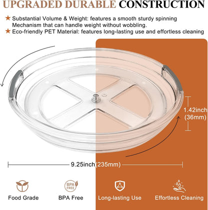 Clear Lazy Susan Organizer Turntable for Cabinet Table Top, 9.25 Inch 4 Pack 360 Rotating Spinning