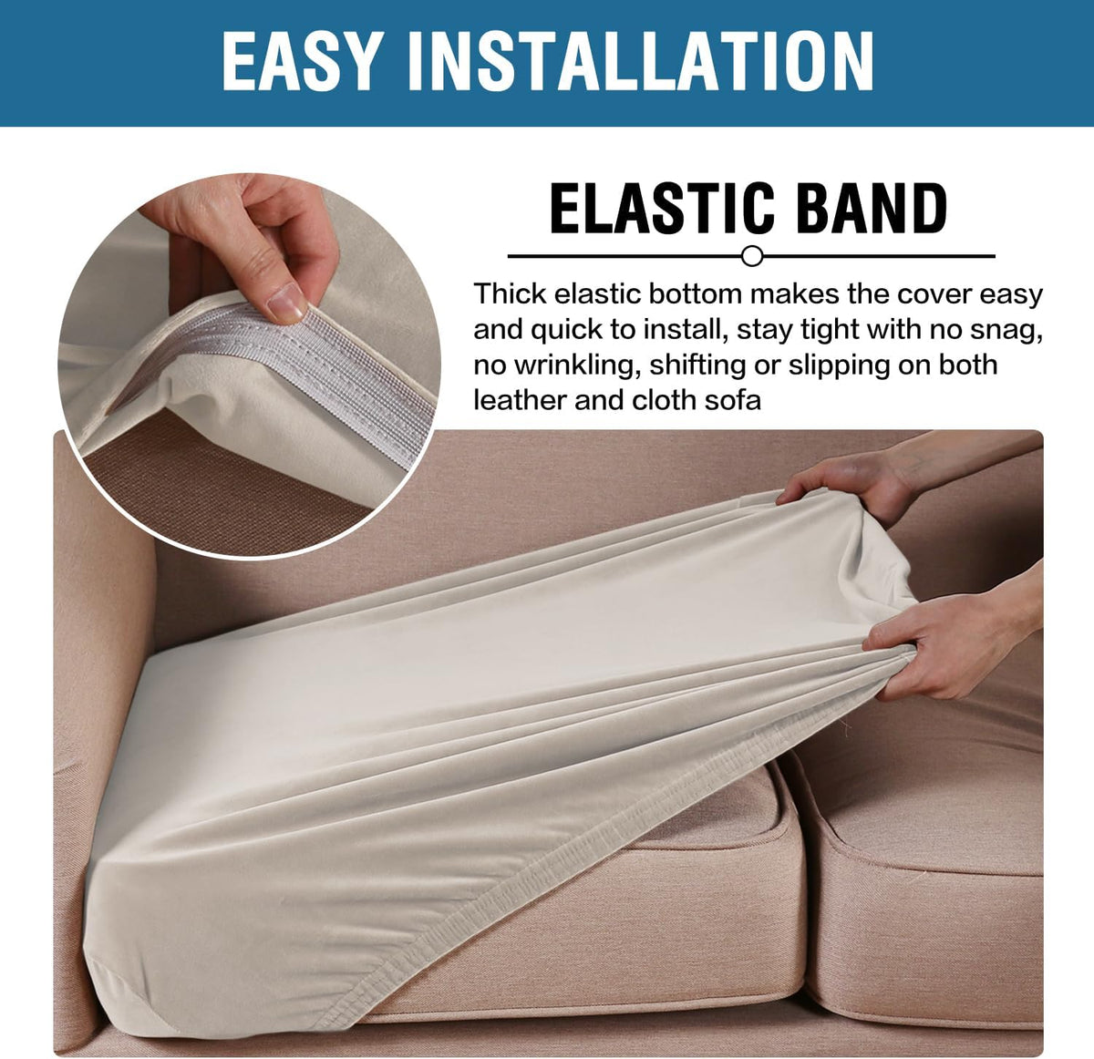 H.VERSAILTEX Velvet Stretch Couch Cushion Cover Plush Cushion Slipcover for Chair Loveseat Sofa