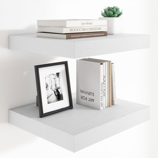 Heimlove 12 Inch Deep Floating Shelves, 16 x 12 inches Long Wall Shelf, Large Extra Display Shelf &