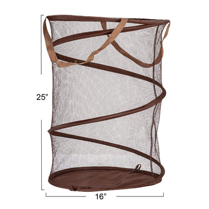 Household Essentials Pop-Up Mesh Laundry Hamper, Brown