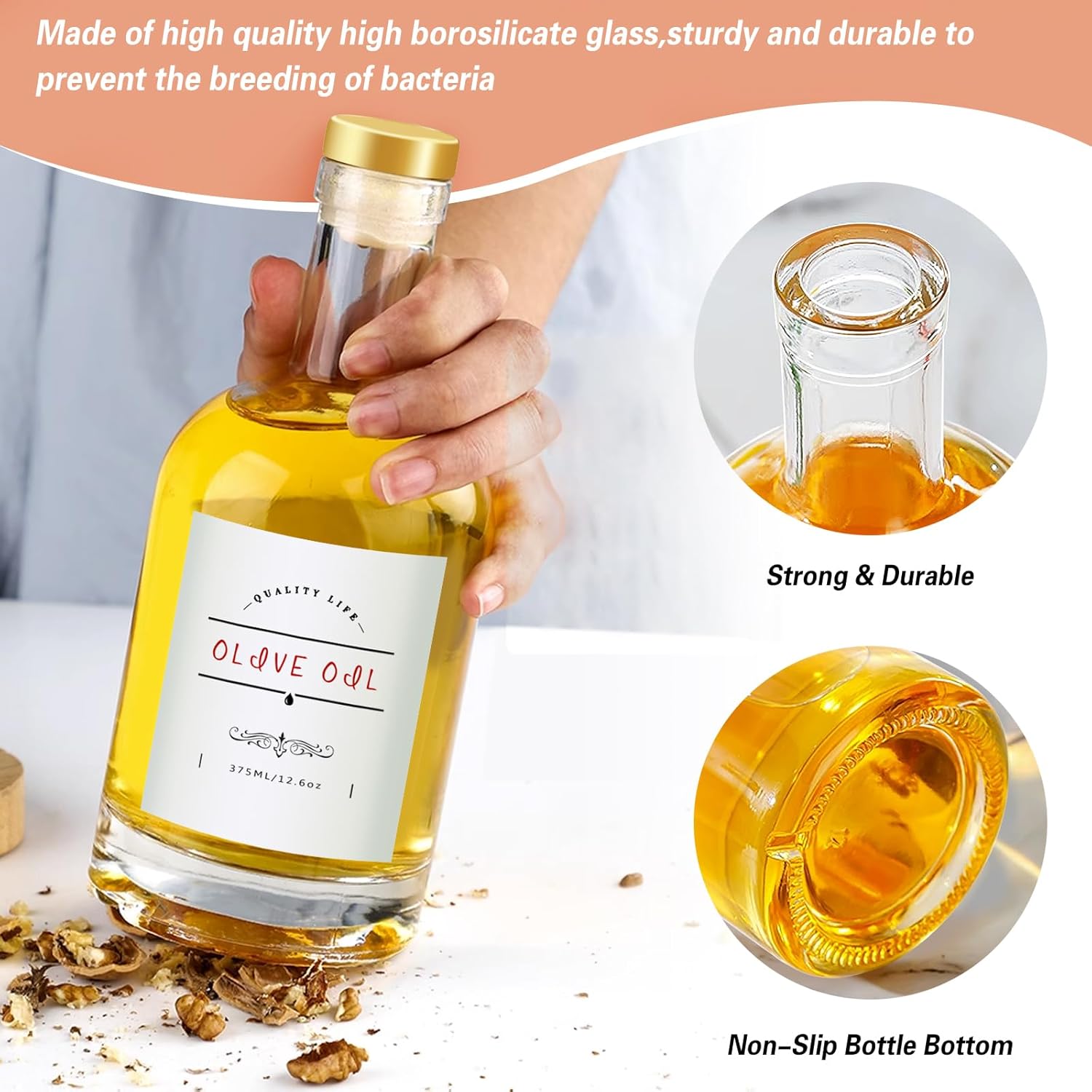 Olive Oil Dispenser Bottle for Kitchen, Clear Glass Oil and Vinegar Dispenser Set, Coffee Syrup