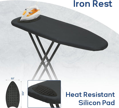Ironing Board 43x13 with Iron Rest, RAINHOL Compact Iron Board Full Size with Thick Cover and Pad