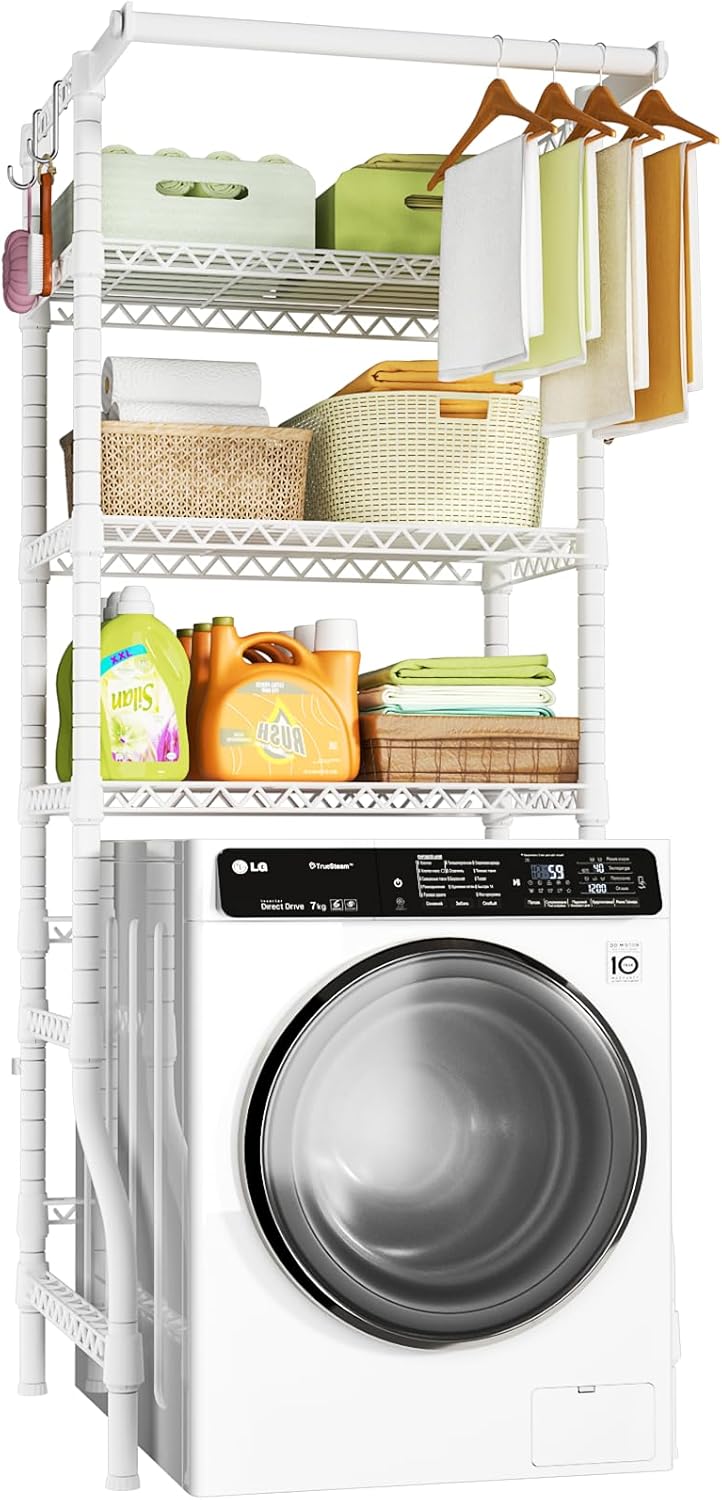 Ulif U11 Mini Over Washer and Dryer Shelves, 3 Tiers Laundry Room Storage and Organizer Standing
