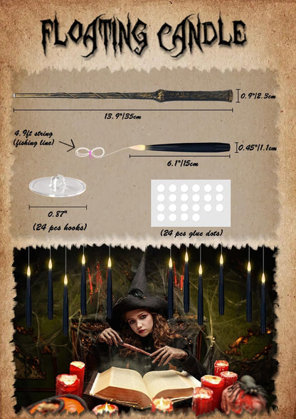 GenSwin 22pcs Flameless Floating Candle with Magic Wand Remote Timer, Battery Operated Hanging