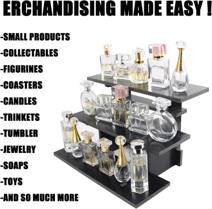 WANLIAN 3-Tier Straight Retail Table Display Stand, Portable Display Rack Shelves for Vendors