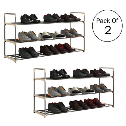 Home-Complete Shoe Storage Rack, 3-Tier Organizer for Closet, Bathroom, Entryway, 2 Sets