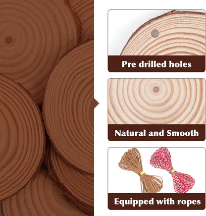 36 Pack Nature Wood Slices for Crafts,3.1-3.5In Unfinished Natural Wood Rounds.Wood Circles