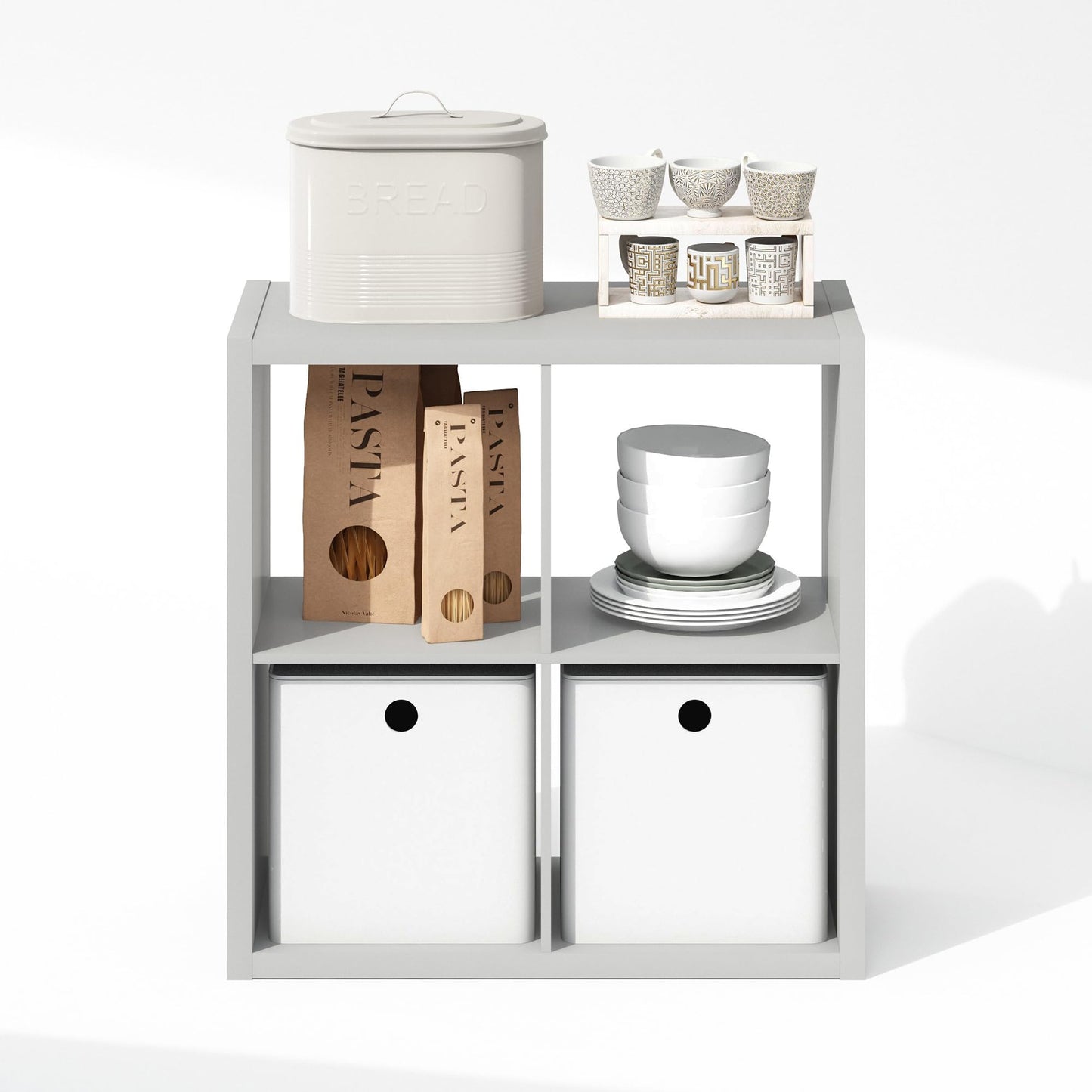 Furinno Cubic Extra Thick 4-Cube Closet Organizers and Storage, Light Grey