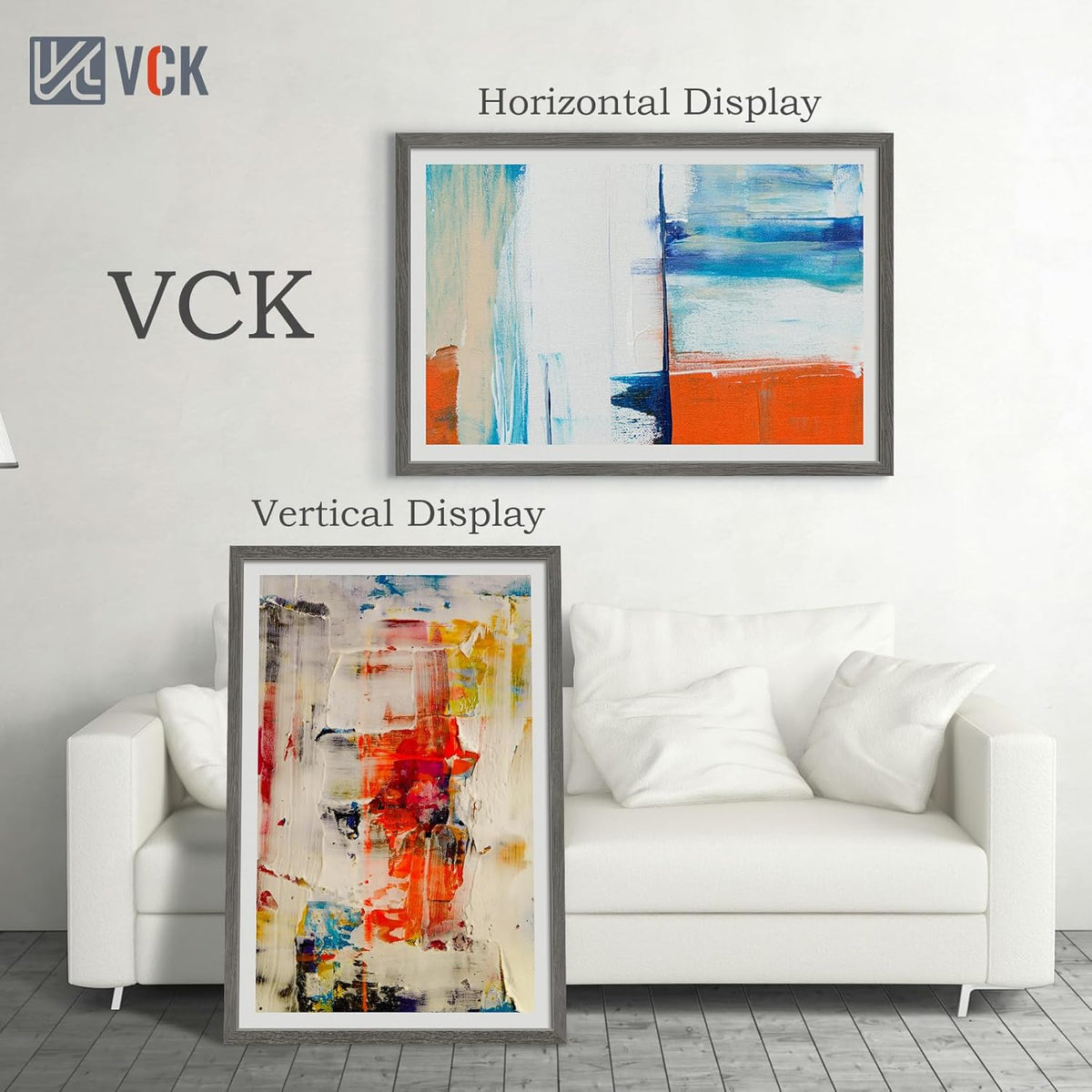 VCK 27x40 Poster Frame Set of 3, Gray Solid Wood Picture Frame, Exclusive Wood Grain, Wall Mounting
