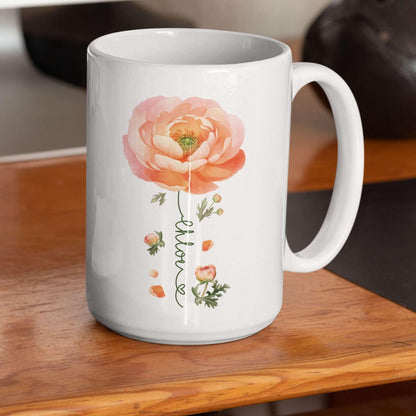 Ranunculus Lover Accent Mug, Novelty Flower Themed Coffee Cup 11oz 15oz, Customized Ranunculus