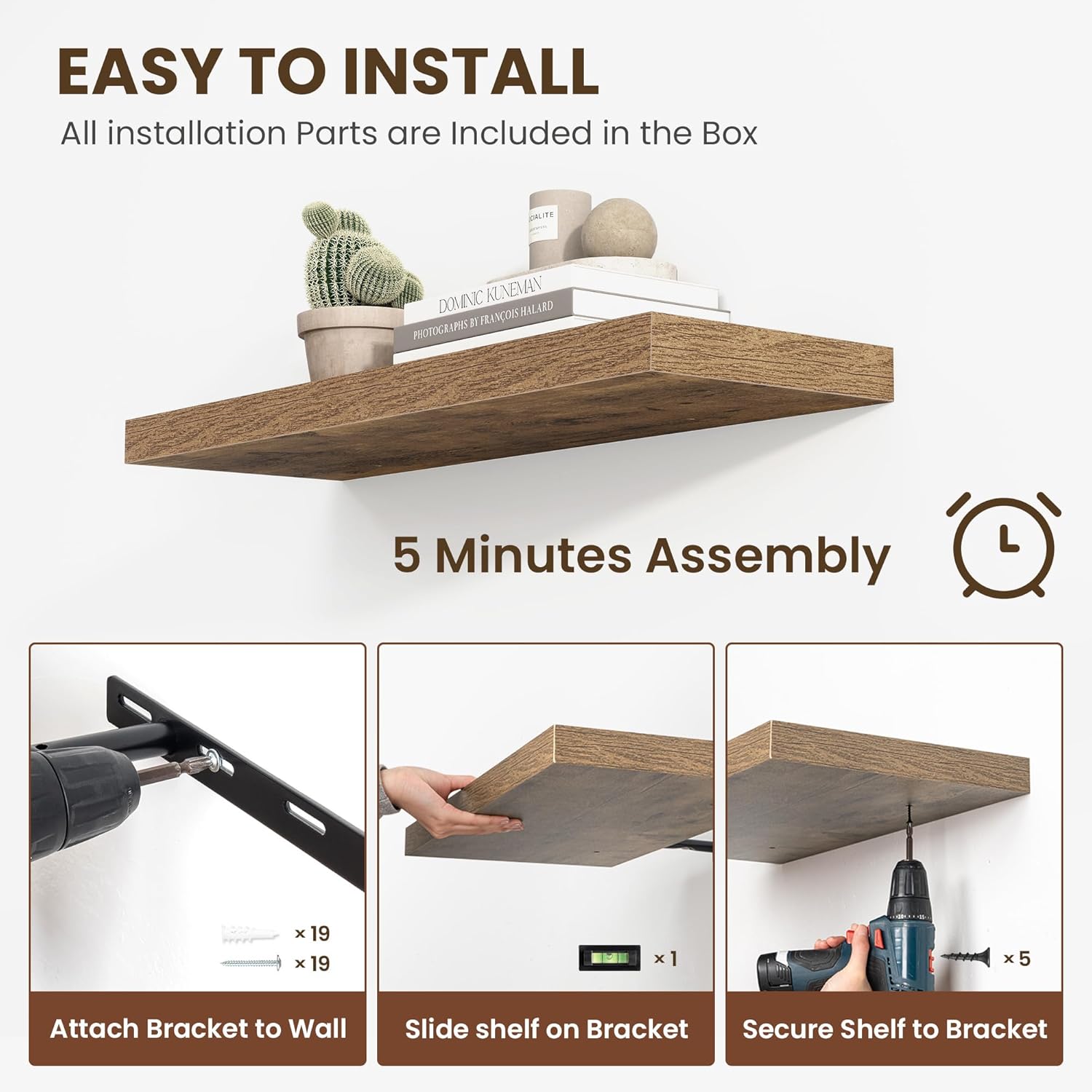 48 Inch Floating Shelves, 12 Inch Deep Floating Shelves for Wall, Floating Shelf with Invisible