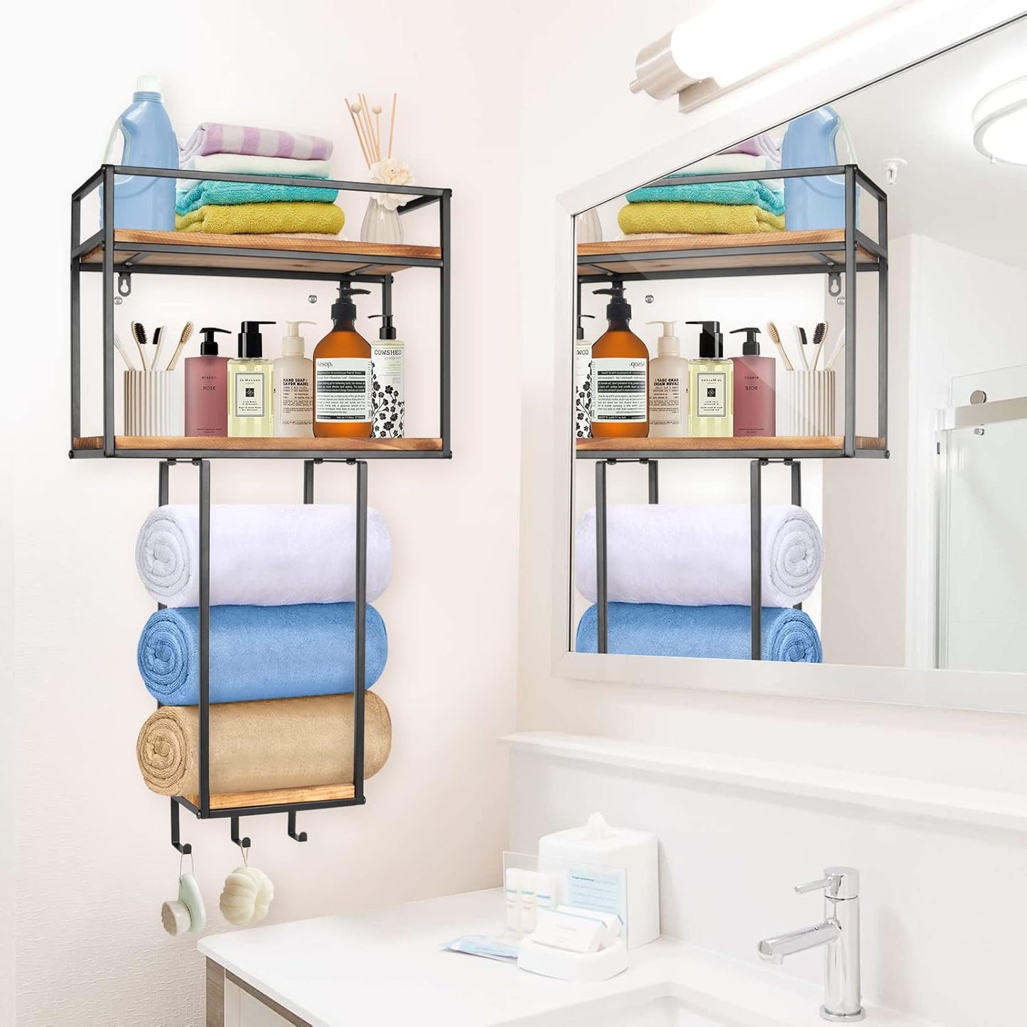 Towel Rack Wall Mounted - Space-Saving Design for Small Bathrooms - Versatile Organizer for Towels