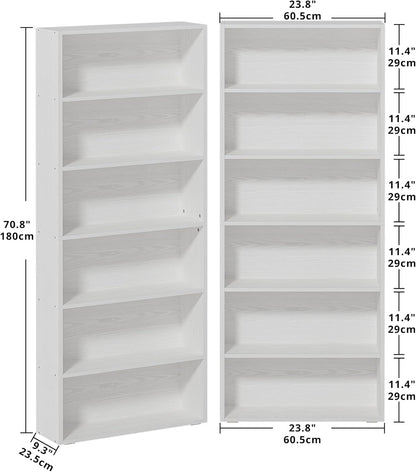 IRONCK Bookshelves and Bookcases Set of 2 Floor Standing 6 Tiers Display Storage Shelves 70 in Tall