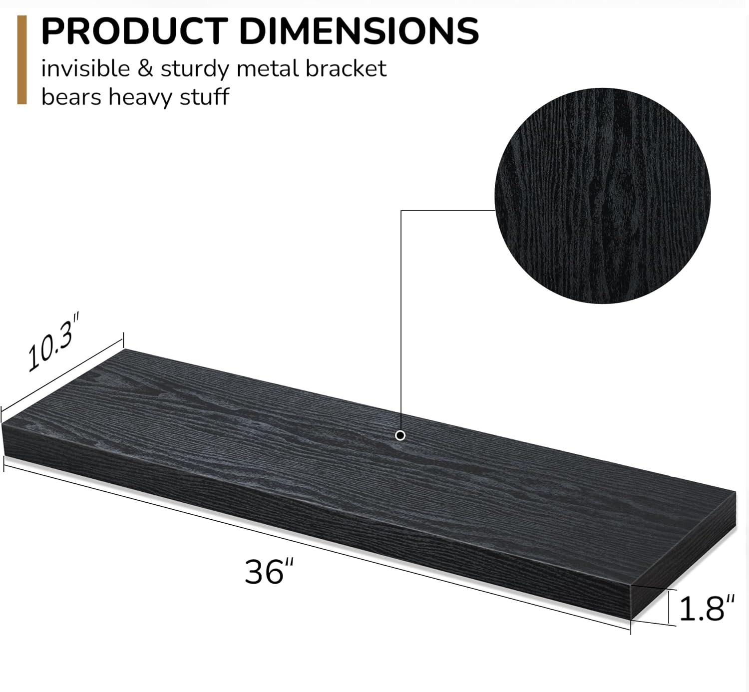 Floating Shelves - 10.3 Inch Deep Wall Shelf for Decor & Storage - Wall Mounted Display Shelving