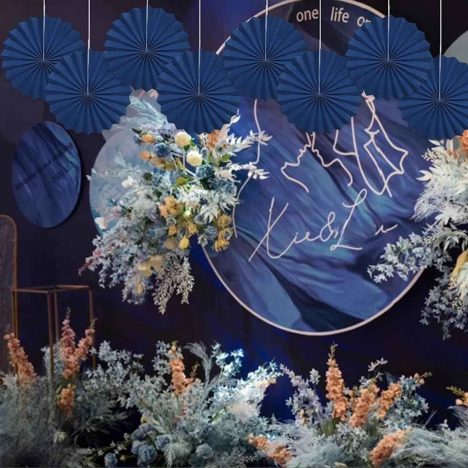 Blue Party Decorations,Blueberry Party Decorations Decorations Party Paper Fans Bulk