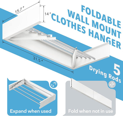 Drying Rack Clothing,Clothes Drying Rack Wall Mounted,Collapsible Hanging Racks for Laundry,Laundry