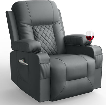 Recliner Chairs for Adults, Massage Rocker with Heated Modern Ergonomic Lounge 360 Degree Swivel
