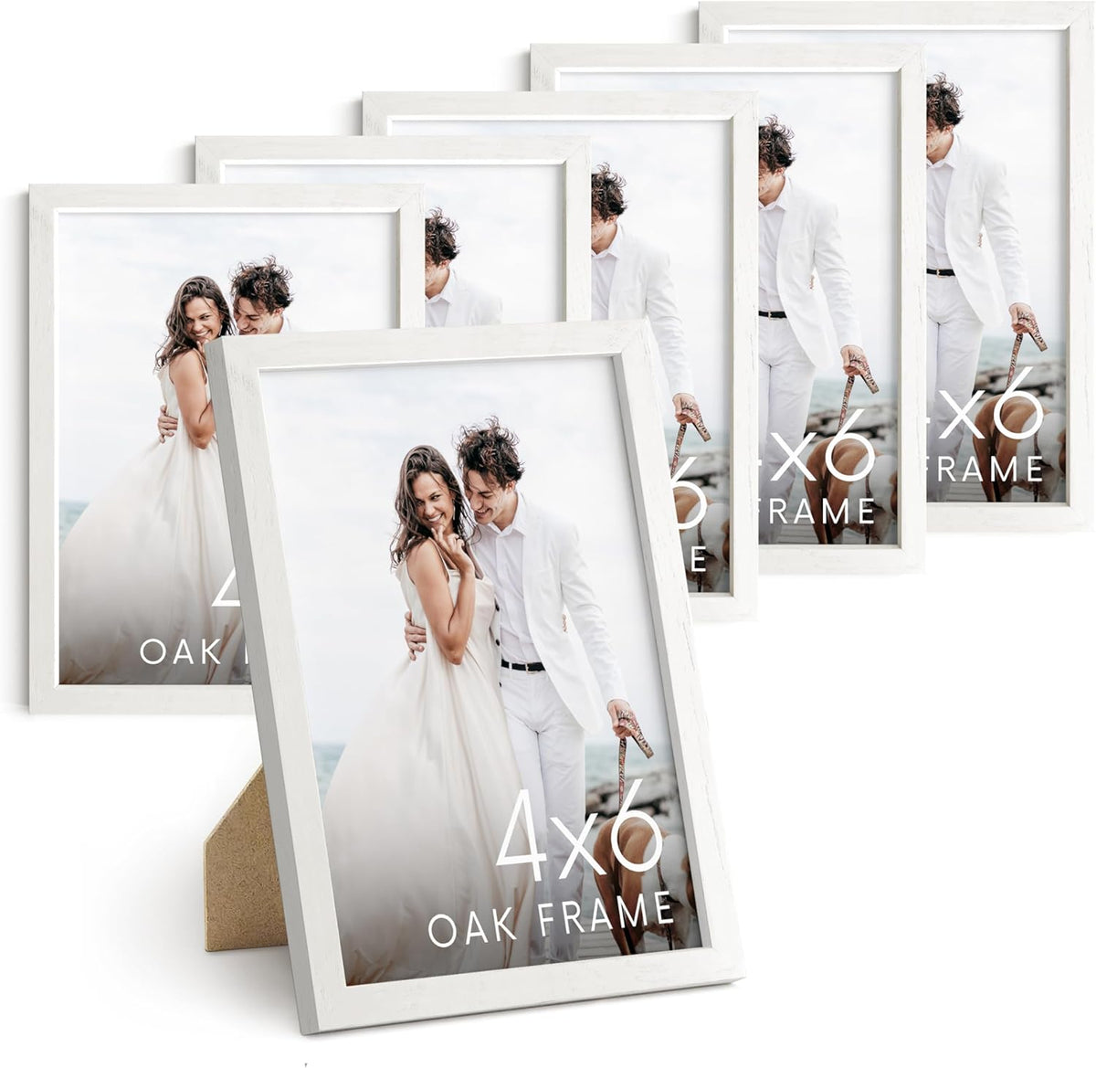 HAUS AND HUES 4x6 Picture Frame Set of 6 - White Gallery Wall Frames, 4x6 Frames for Pictures, 4x6