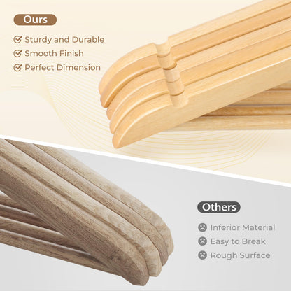 Liyarya 30 Pcs Wooden Hangers, Heavy Duty Clothing Rack for Coat, Suits
