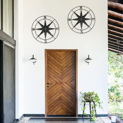 aboxoo Round Metal Compass Decorative Compass Metal Wall Art Hanging Wall Sculpture 11 Inch Black