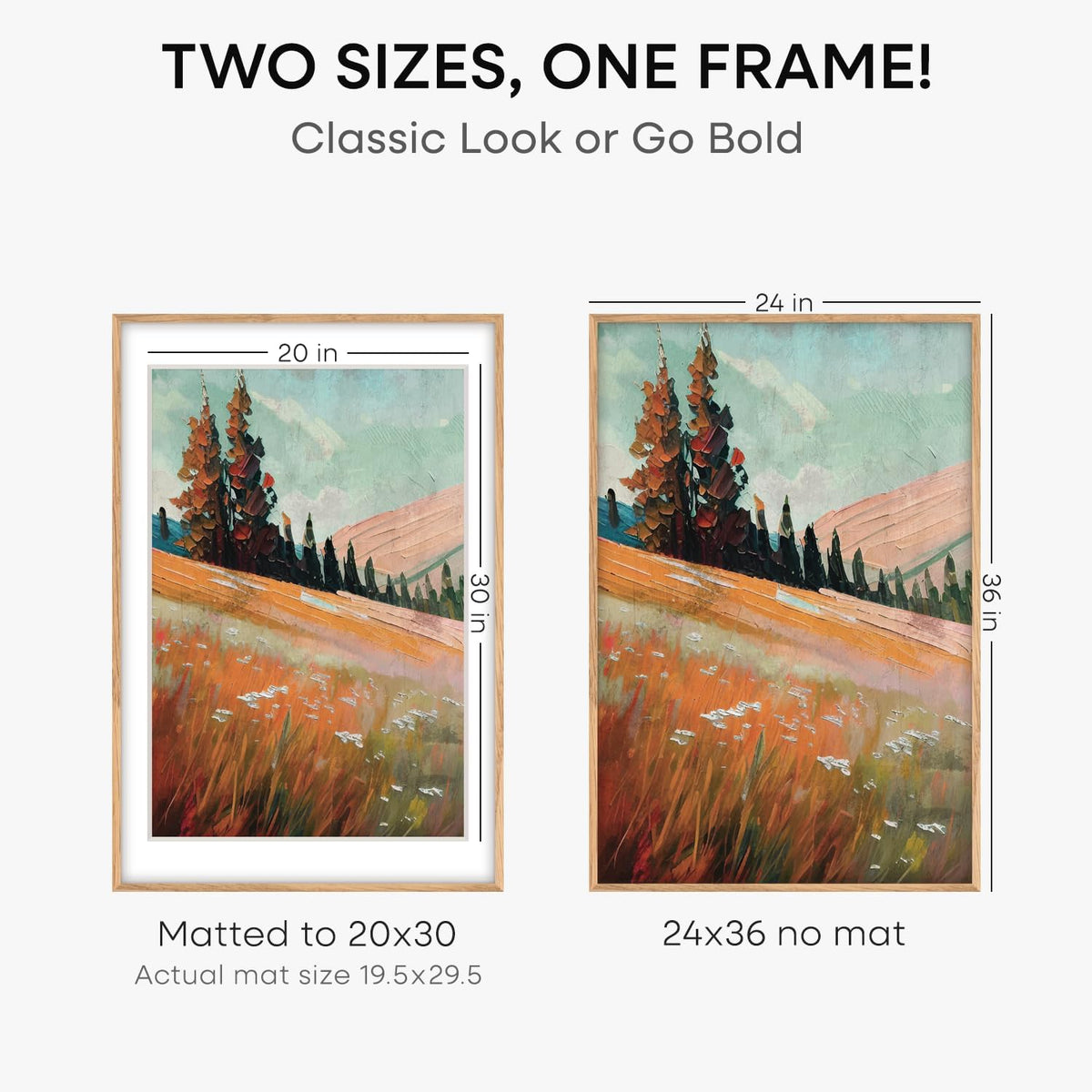 Homeforia 24x36 Poster Frame Wood, High End Natural Oak 24 x 36 Large Picture Frame with Mat 20 by
