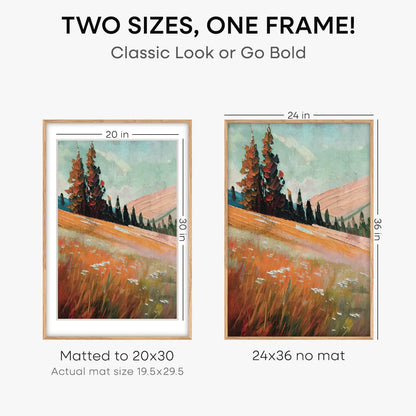 Homeforia 24x36 Poster Frame Wood, High End Natural Oak 24 x 36 Large Picture Frame with Mat 20 by