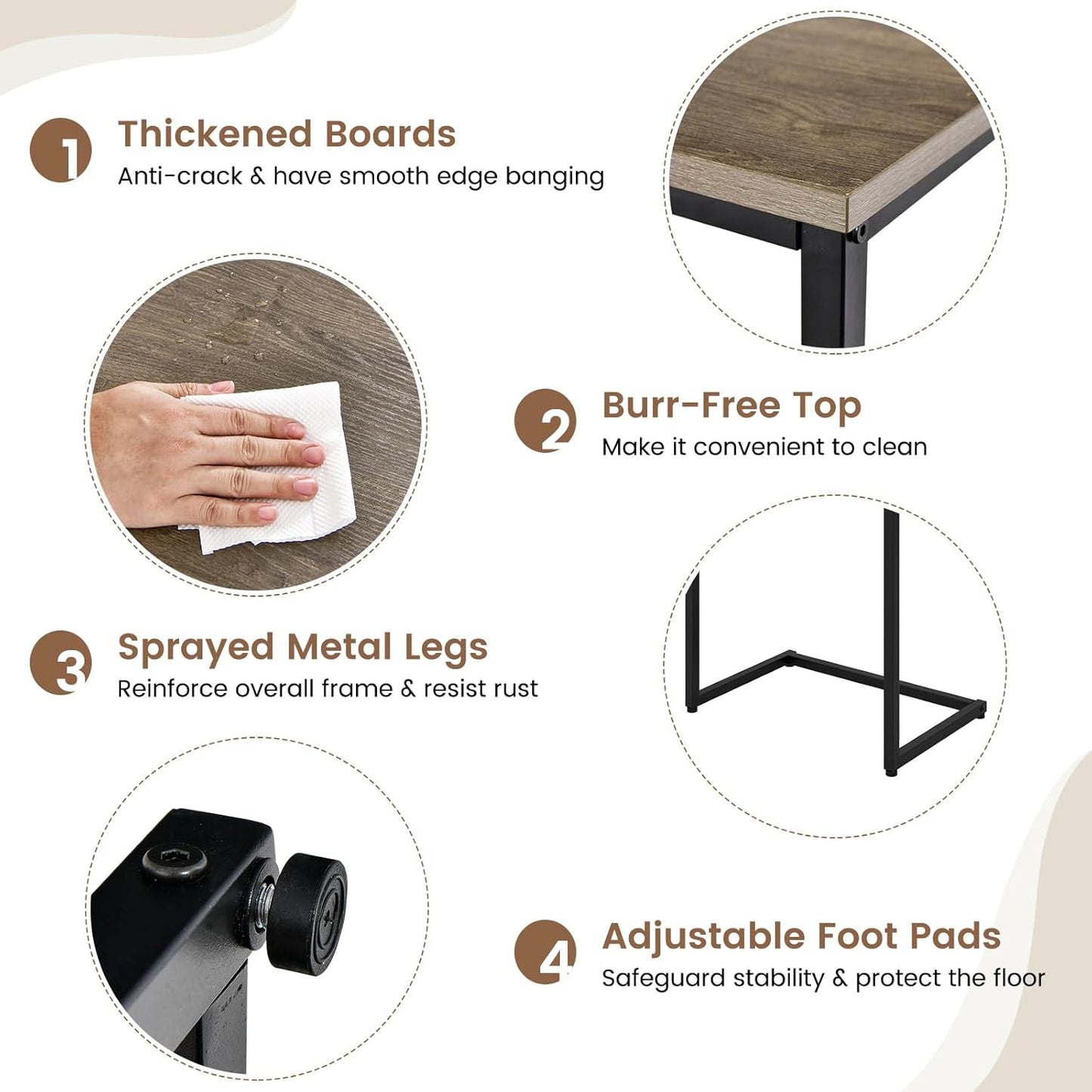 Giantex Nesting Coffee Table Set of 3, Stackable Square End Table w/Wood Grain Tabletop &