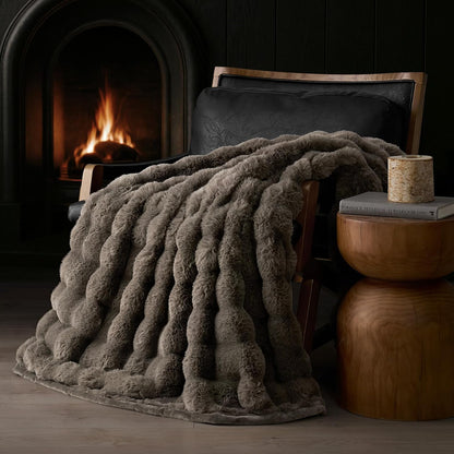 EVERGRACE Ultra Soft Luxury Fluffy Faux Rabbit Fur Throw Blanket, Thick Warm Fuzzy Blankets for