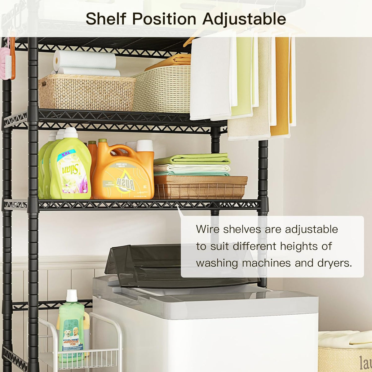 Ulif U11 Over Washer and Dryer Shelves, 3 Tiers Laundry Room Storage and Organizer Standing Shelf