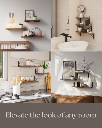 BAYKA Wall Shelves for Bedroom Decor, Floating Wall Shelves for Living Room Kitchen Storage, Wall