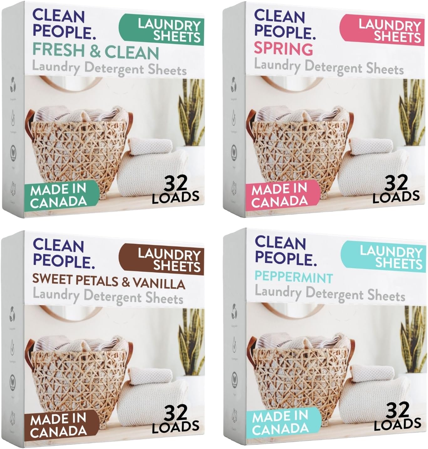 Clean People Laundry Detergent Sheets- Recyclable Packaging, Hypoallergenic, Stain Fighting, Works