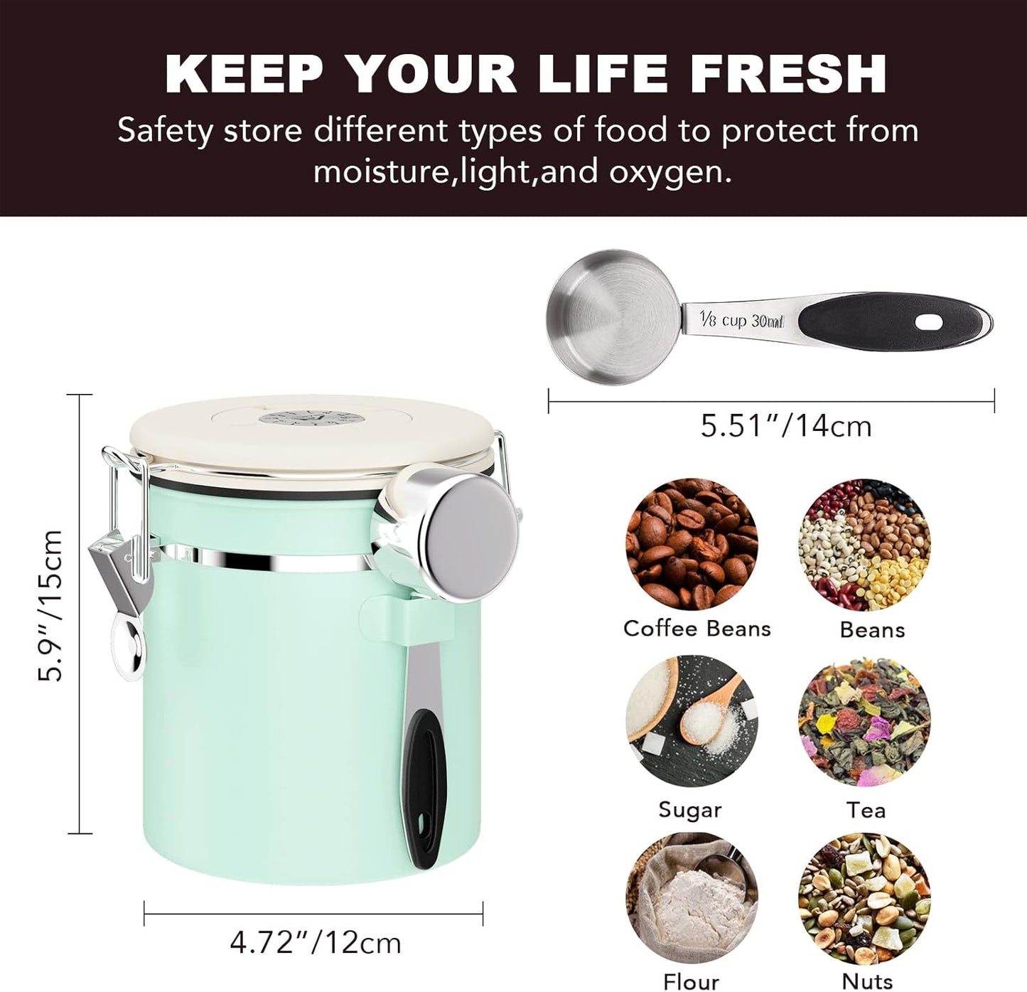 ShanSon Coffee Canister Airtight Coffee Container Stainless Steel Coffee Bean Storage Container
