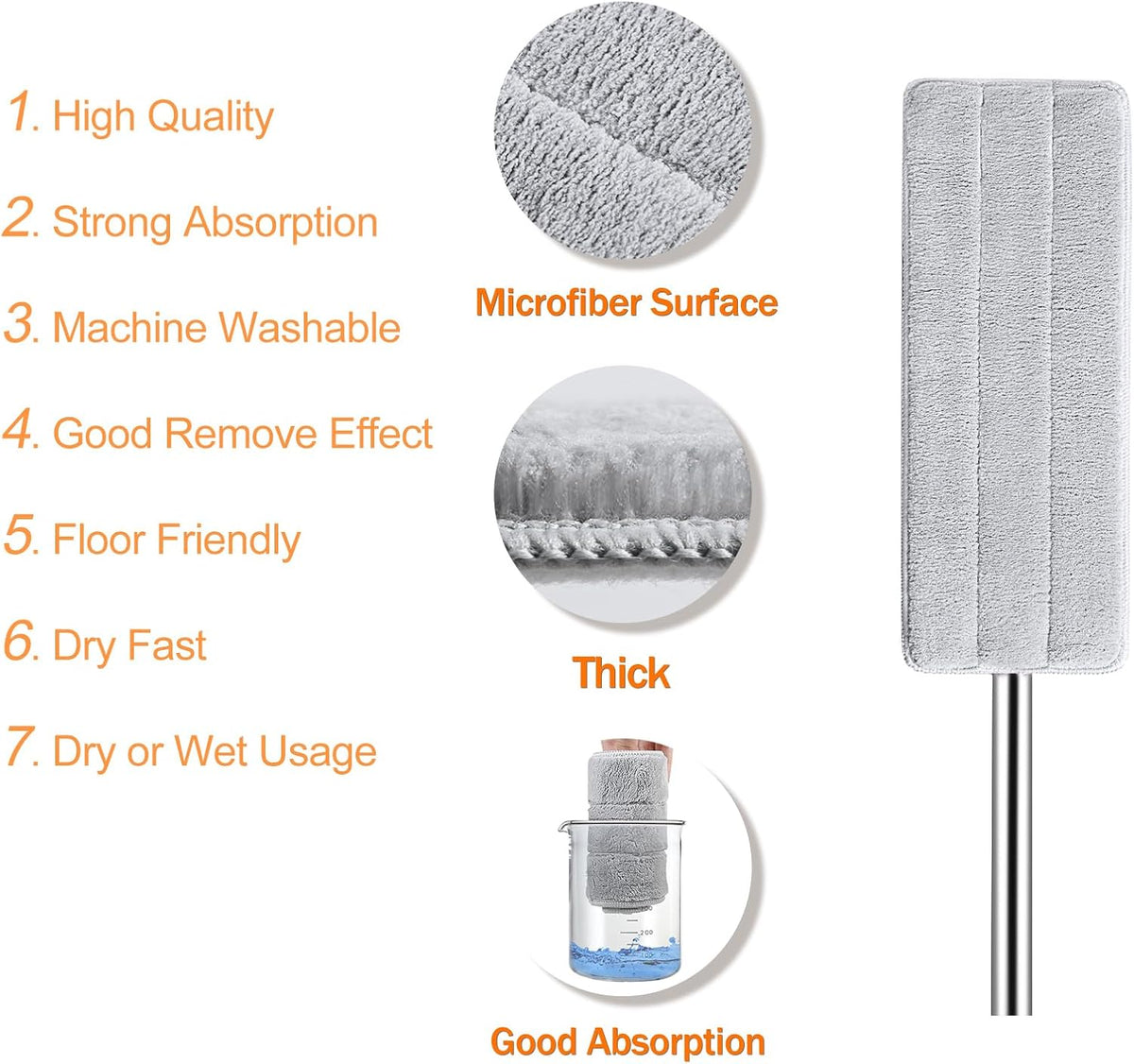 Jelymark Flat Mop and Bucket with Wringer Set, Separates Dirty and Clean Water, 3-Chamber Mop Wet
