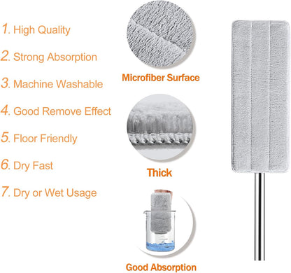 Jelymark Flat Mop and Bucket with Wringer Set, Separates Dirty and Clean Water, 3-Chamber Mop Wet