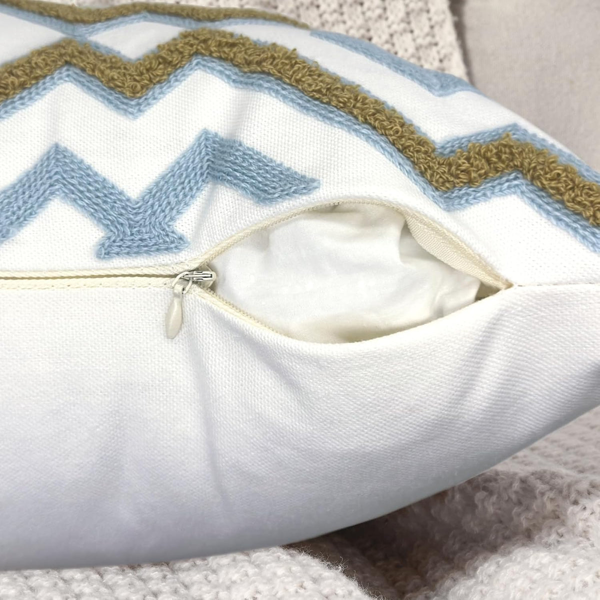 Alysheer Embroidered Decorative Throw Pillow Cover 18"x 18" Set of 2, Classic Boho Geometric