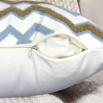 Alysheer Embroidered Decorative Throw Pillow Cover 18"x 18" Set of 2, Classic Boho Geometric