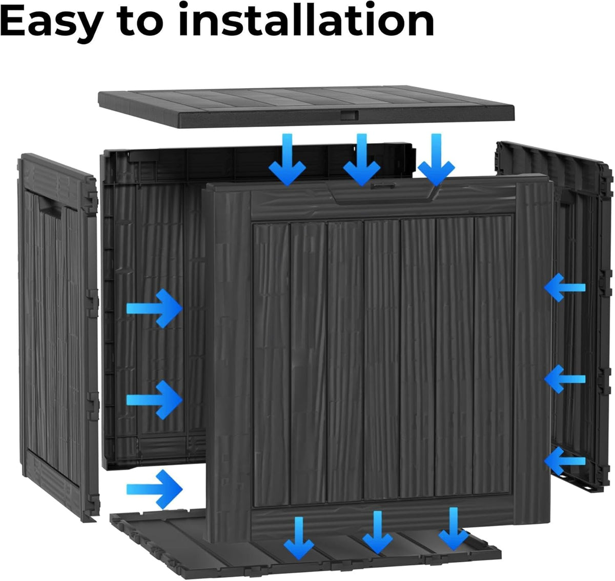 35 Gallon Outdoor Storage Box Waterproof Lockable Resin Deck Box Large, Patio Storage Bin for Pool