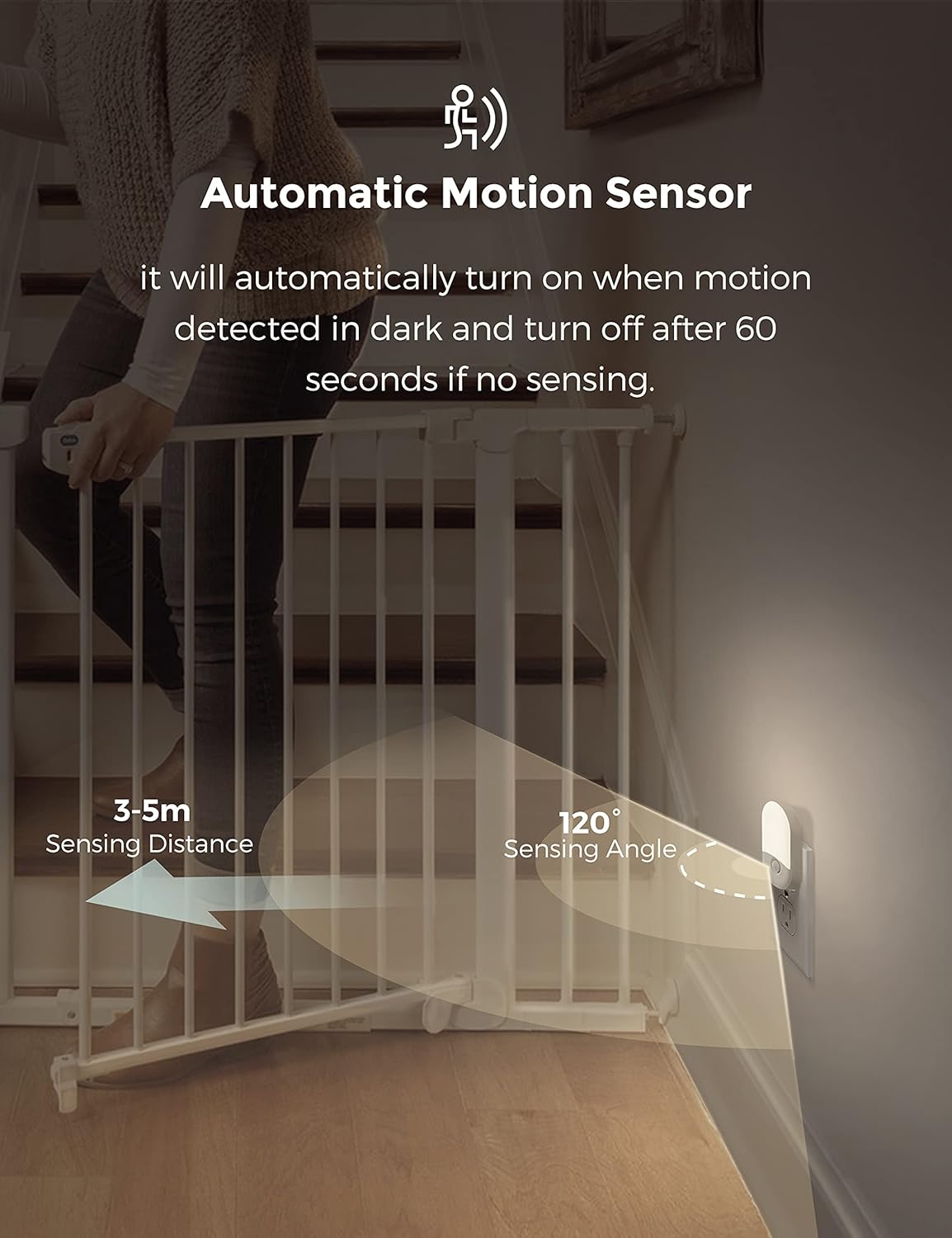 L LOHAS LED Motion Sensor Night Light Plug in, Motion Activated Night Light, 5000K Daylight White