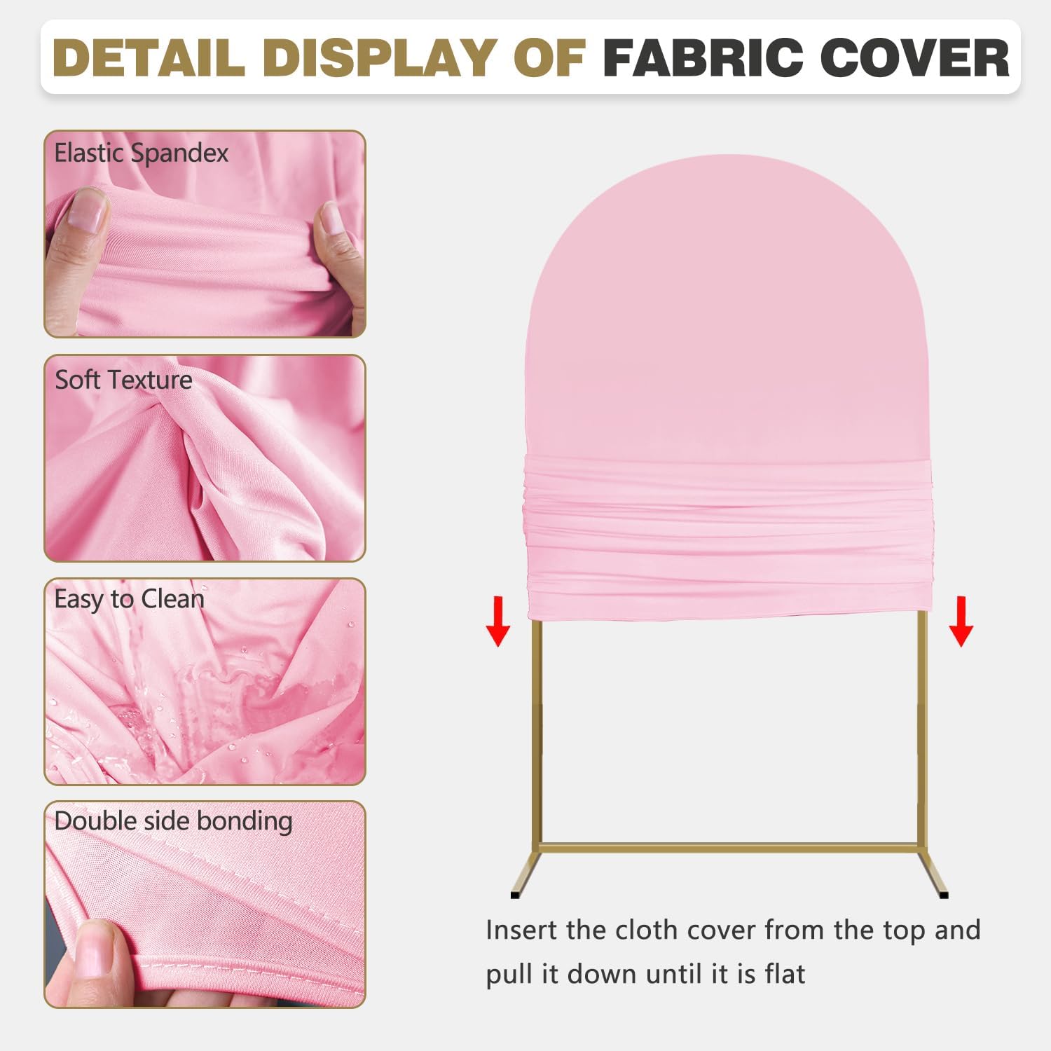 Arch Backdrop Stand and Cover Set, 2 Metal Balloon Arch Backdrop 7.2ft 6ft, Gold Arched Stand Frame