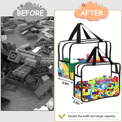 6 Packs Large Toy Storage Bags with Labels, Reusable Clear PVC Board Game Storage, Travel
