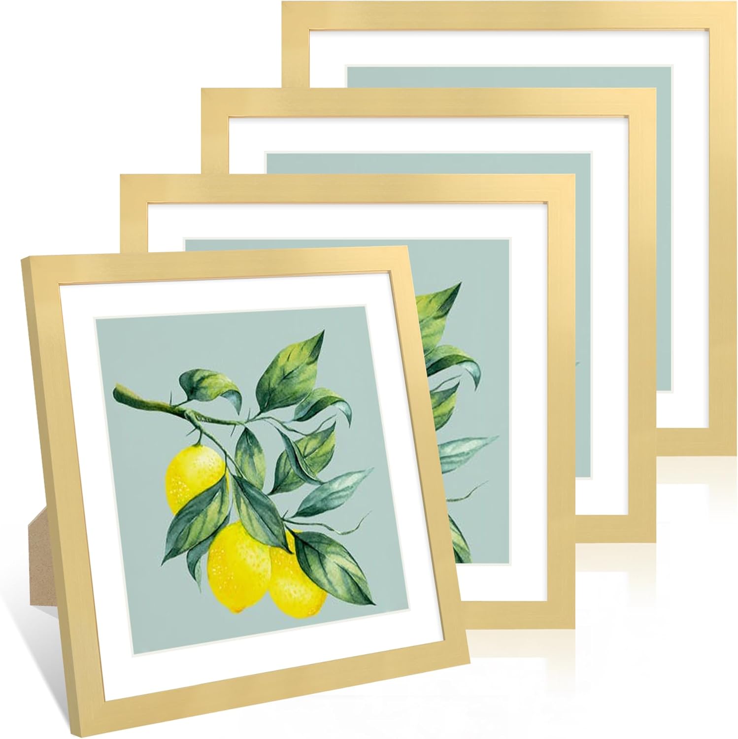 12x12 Picture Frame Set of 4, 12 x 12 Wood Photo Frames with Mat for 10x10 or 30x30cm Diamond