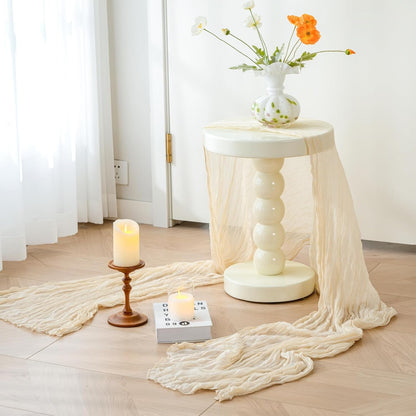 Sioloc 1 Pack Beige Cheesecloth Table Runner Fall Autumn Decor for Home 10ft Table Cloth for Tea