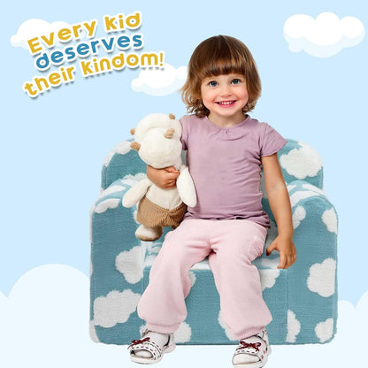 ALIMORDEN Kids Ultra-Soft Snuggle Foam Filled Chair, Toddler Cuddly Reading Couch, Blue