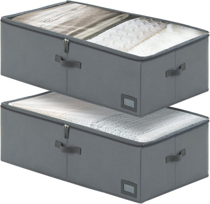 10-Inch Under Bed Organizer, Large Under Bed Storage Container, Underbed Storage Box for Seasonal