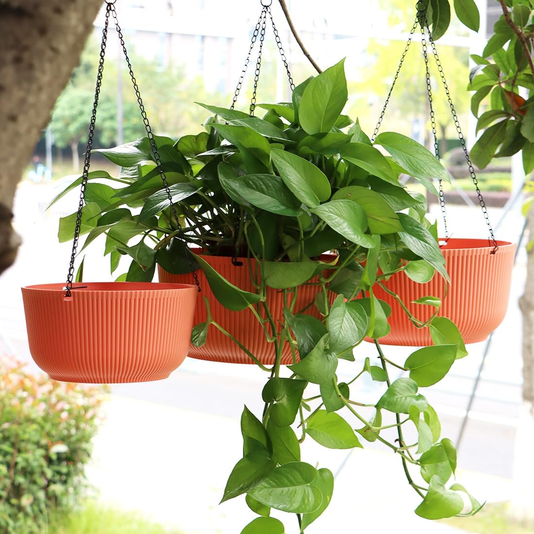 Hanging Planters 9/10/11 Inch for Indoor Plants, 3 Pack Plant Hanger Outdoor with Drainage Holes