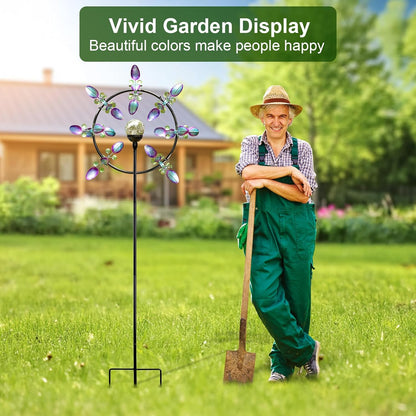Large Solar Wind Spinners for Yard Art Garden-67 Inch 360° Metal Wind Sculptures Outdoor Clearance