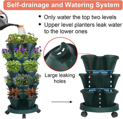 Vertical Planter 5 Tier Stackable Planters Garden Planters Strawberry Herb Flower and Vegetable